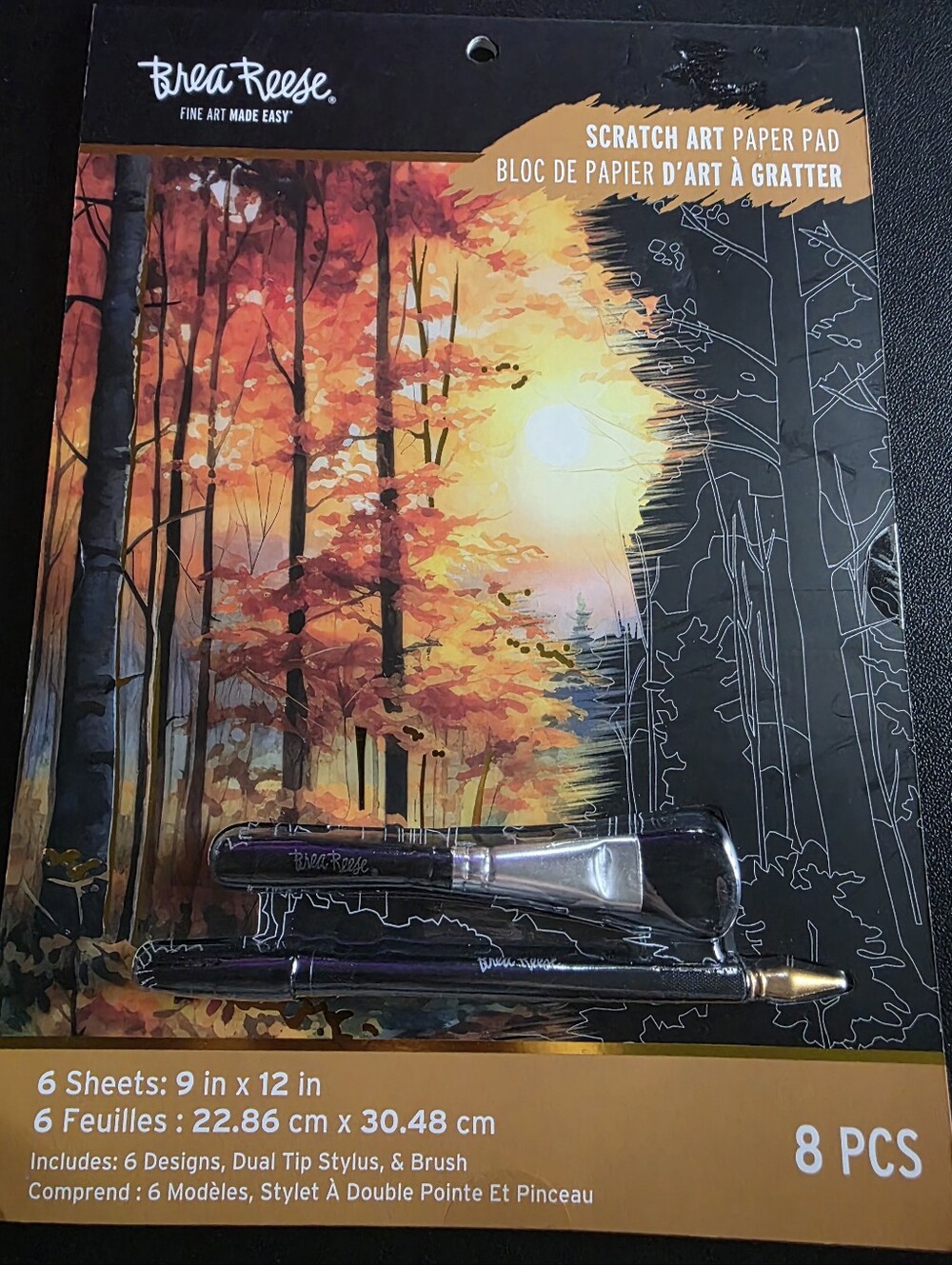 New Brea Reese AUTUMN Scratch Art Paper Pad 9" x 12" 6 Sheets